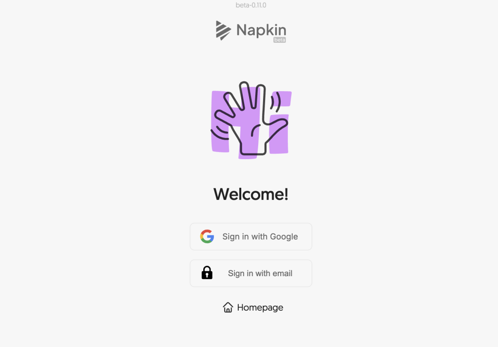 Napkin AIのアカウント登録画面